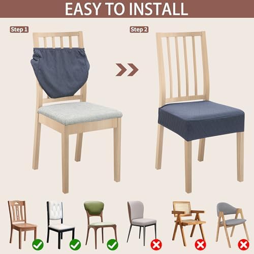 Dining Chair Covers Set of 4 Stretch Jacquard Removable Washable Grey