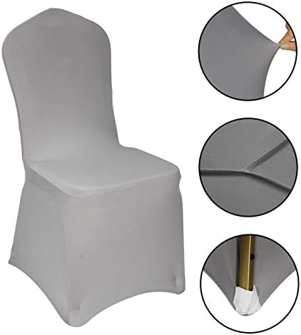 WELMATCH Silver Stretch Spandex Chair Covers 24 PCS