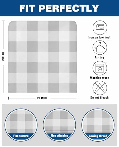 Grey Plaid Chair Covers Set of 4 for Dining Room