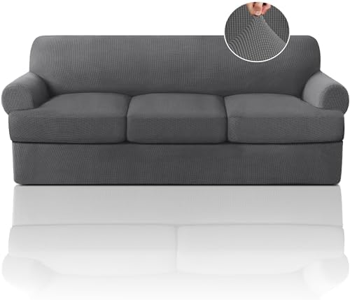 PrinceDeco 4 Piece T Cushion Sofa Slipcover Set Grey