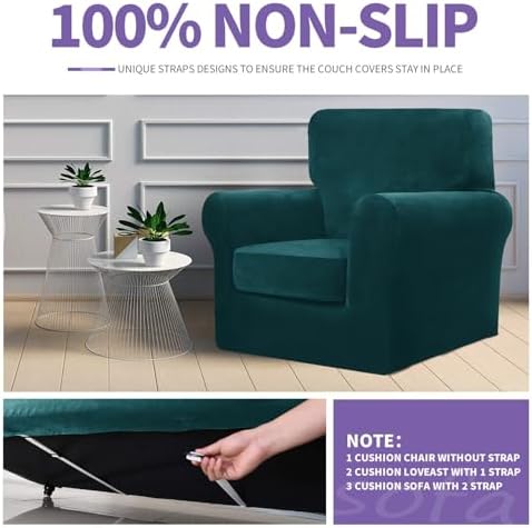 ZNSAYOTX Velvet Chair Slipcovers with Arms 2 Piece