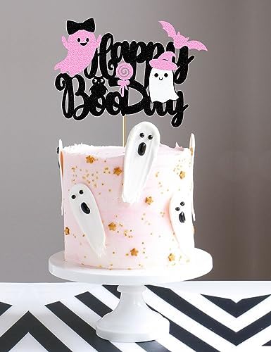 Pink Ghost Cake Toppers - Halloween Birthday Decorations 1