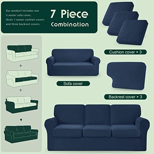 CHUN YI 7 Piece Couch Covers for 3 Cushion Couch