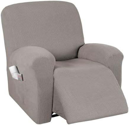 PrinceDeco Recliner Chair Cover with Side Pocket and Elastic Bottom