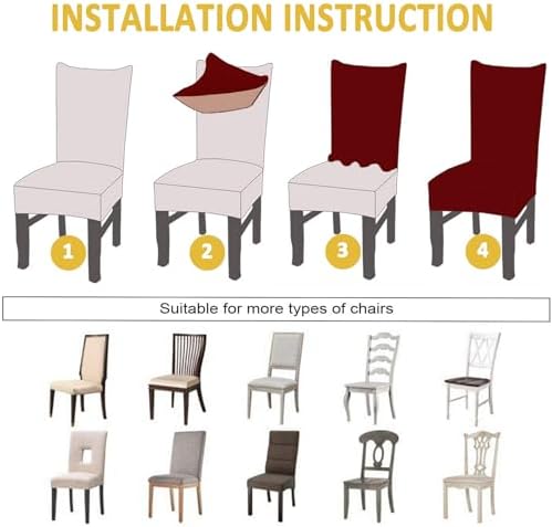 HAOYONG Waterproof Dining Chair Cover Set 4PCS with Bench Cover