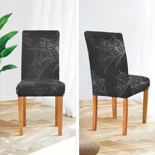 YETTASBIN Halloween Spider Web Chair Covers Set of 4