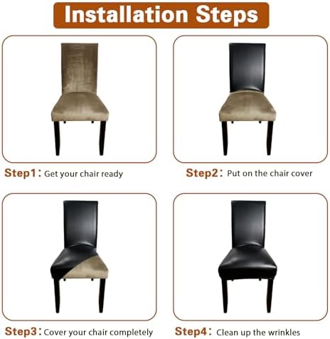 WUSOUPU Dining Chair Covers Set of 4 Black Waterproof Slipcovers
