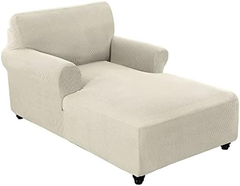 FantasDecor Chaise Lounge Cover with Armrests Beige