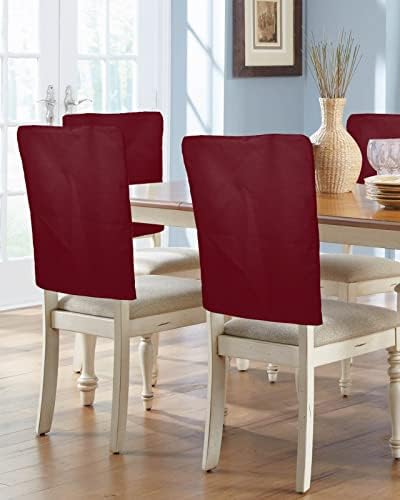 4PCS Wine Red Chair Back Covers Removable and Washable Dining Chair Slipcovers