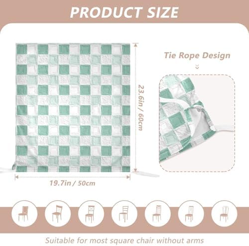 EtherSpher Oil on Canvas Green and White Checkered Chair Covers Set of 6
