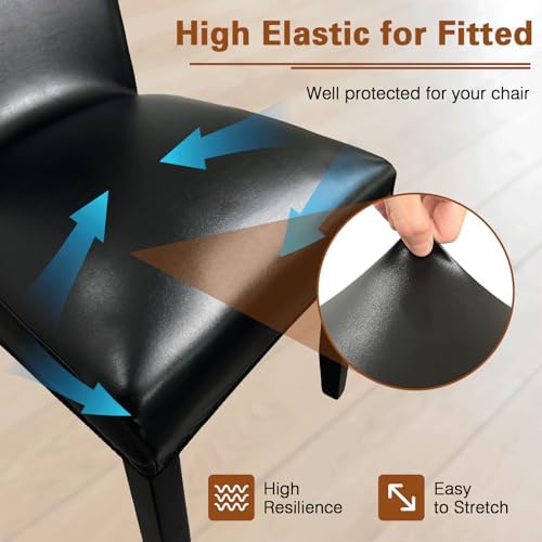 WUSOUPU Dining Chair Covers Set of 4 Black Waterproof Slipcovers