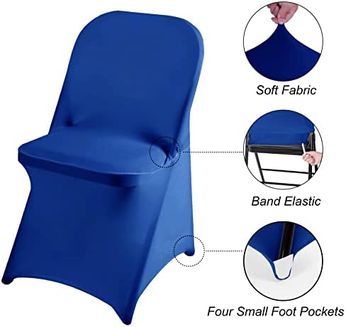 Magalo 12 Pack Royal Blue Spandex Folding Chair Covers