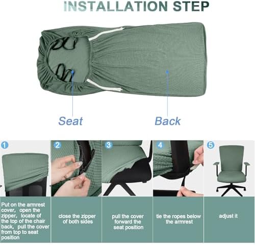 Tatuo 3 Pcs Office Chair Cover Set with Zipper and Elastic Band