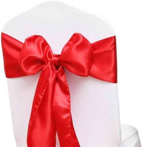 50 Piece Satin Red Chair Bows for Weddings and Events