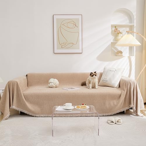 MEETSKY Sofa Cover for 2 Cushion Couch 71x118 Khaki