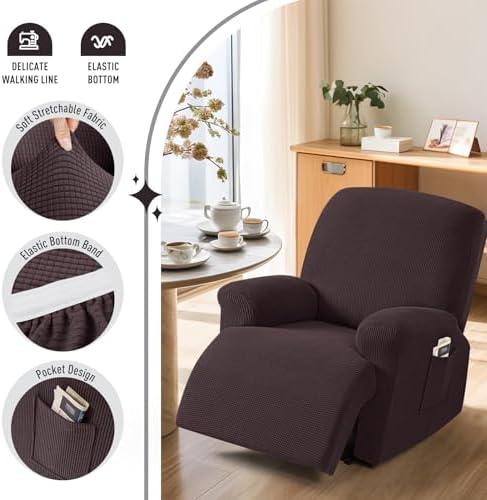 TAOCOCO Recliner Cover 4-Piece Chocolate