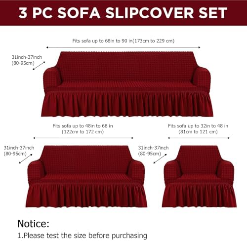 3 Pcs Sofa Slipcover Set for Couch Cushions