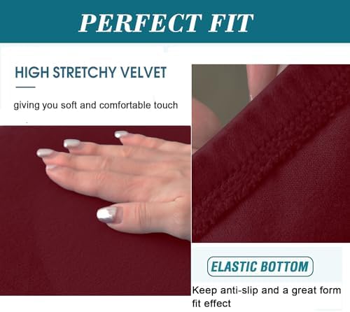 HFCNMY Velvet Armless Chair Cover Slipcover Red