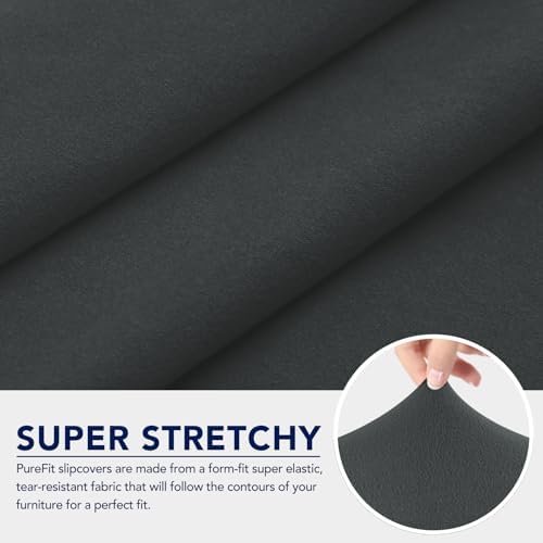PureFit Dual Waterproof Sofa Slipcovers - Stretch Non Slip Fleece Chair Cover Dark Gray