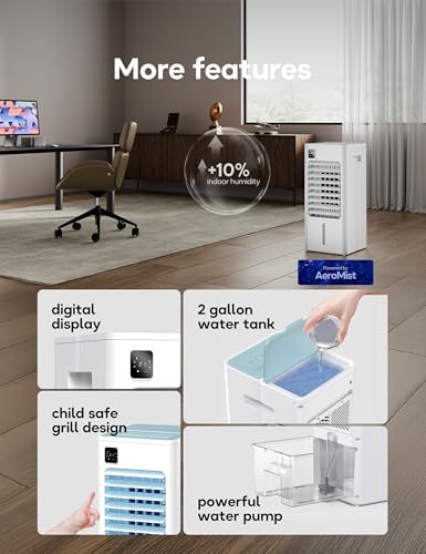 AEROZY Portable Swamp Cooler with 3 Speeds and 12H Timer
