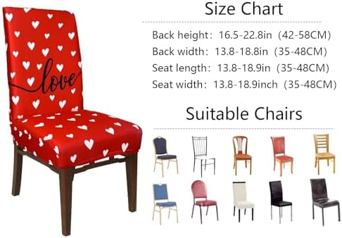 4Pcs Valentine Chair Covers Red White Love Heart Design