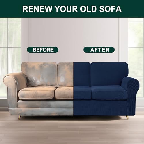 CHUN YI 7 Piece Couch Covers for 3 Cushion Couch