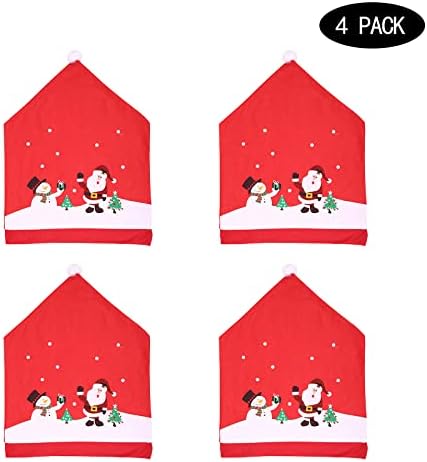 4 Pack Christmas Santa Hat Chair Covers