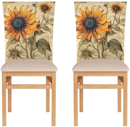 Yellow Sunflower Dining Chair Covers Set of 2