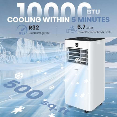 10000 BTU Portable AC Unit with Remote Fan Sleep Timer