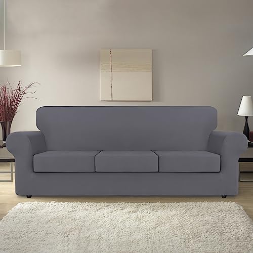 KEKUOU 4 Piece Stretch Couch Covers Pet Friendly Washable