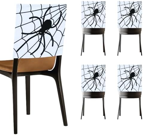 Halloween Chair Covers with Spider and Skeleton Design Set of 4