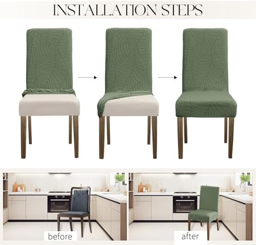 MOSAYT Waterproof Dining Chair Covers Set of 4 Green 1
