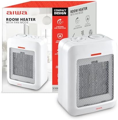 Aiwa Small Ceramic Room Heater with Overheat and Tip Over Protection 1