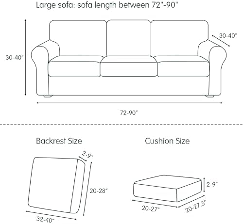 CHUN YI 7 Piece Couch Covers for 3 Cushion Couch