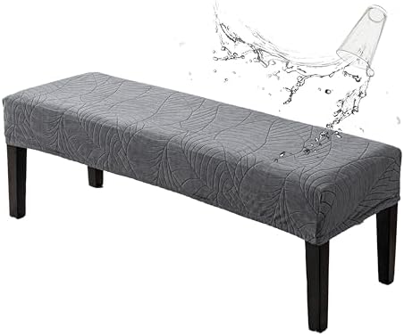 Genina Stretch Jacquard Dining Bench Cover - Dark Gray 1