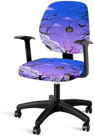 Halloween Starry Pumpkin Stretch Rotating Chair Slipcover 2 Piece