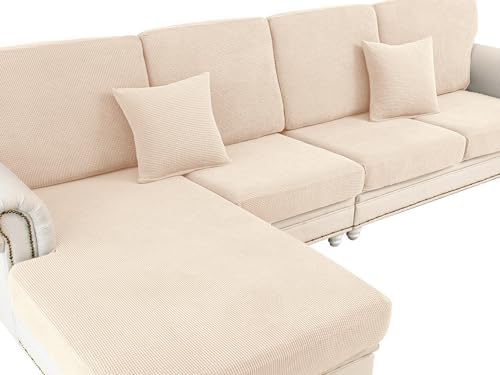 LA MEACK Stretch Sofa Slipcover with 2 Pcs Pillowcases for Sectional Sofa