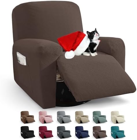 JIVINER 3 Piece Recliner Chair Cover with Pockets 1
