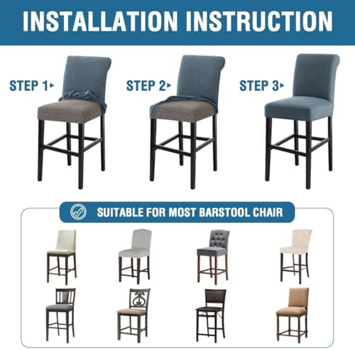 HVERSAILTEX Waterproof Barstool Covers Set of 4 Stone Blue 1