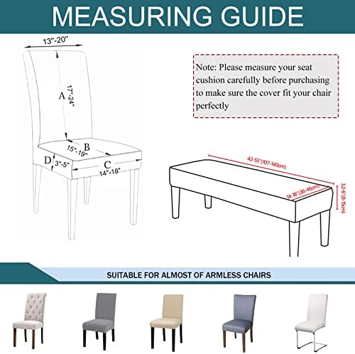 HAOYONG Waterproof Dining Chair Cover Set 4PCS with Bench Cover