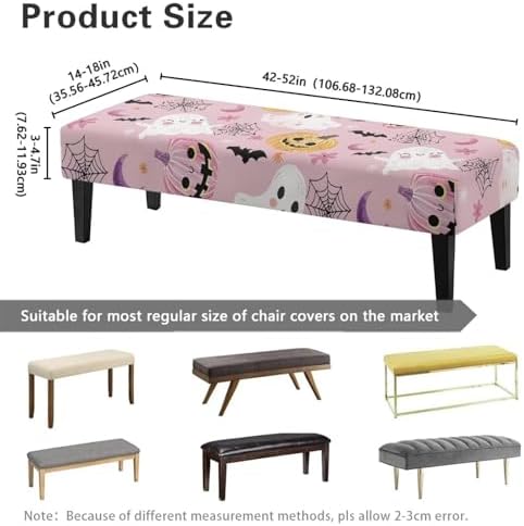 Cute Spooky Halloween Bench Slipcover with Non-Slip Padding