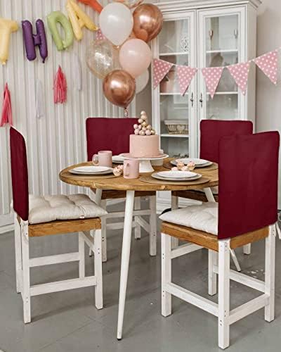 4PCS Wine Red Chair Back Covers Removable and Washable Dining Chair Slipcovers