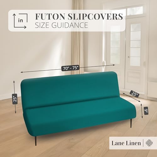LANE LINEN Teal Armless Futon Cover - Stretch Fit Machine Washable