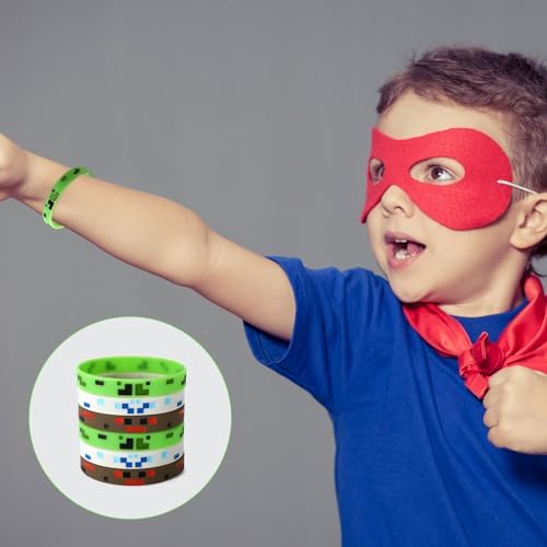 24pcs Pixel Silicone Bracelets 3 Styles Game Party Favors