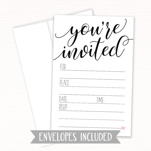 Classic Script Invitations 20 Count with Envelopes Sweet Heart Design 1