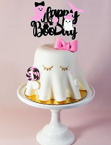Pink Ghost Cake Toppers - Halloween Birthday Decorations 1