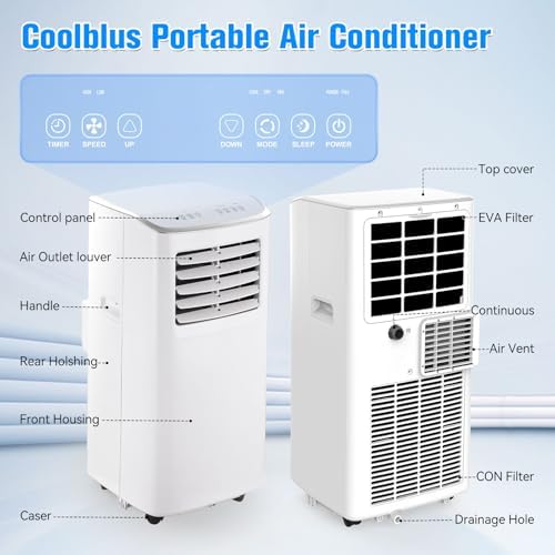 Coolblus 8500 BTU Portable Air Conditioner for Home Renter and Family