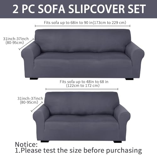 Peryiter 2 Pcs Loveseat Covers Set for Couch and Living Room Sofa
