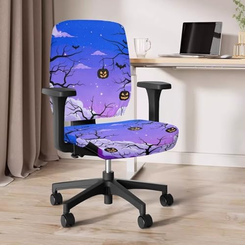 Halloween Starry Pumpkin Stretch Rotating Chair Slipcover 2 Piece