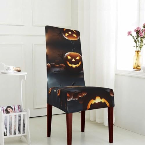 Halloween Pumpkin Print Dining Chair Slipcover